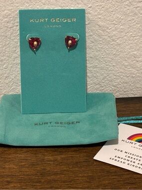 Kurt Geiger Pink Teardrop Crystal Stud Earrings